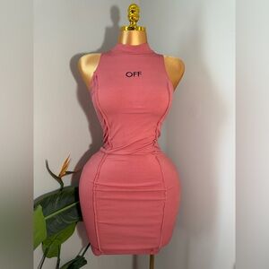 -Mock Neck Mini Dress in Dusty Rose